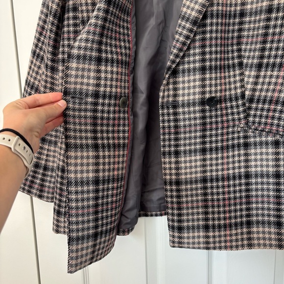 Talbots Double Breasted Bradwell Plaid Blazer 14 P Petite Office Career Business - Picture 8 of 11